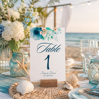 Cartes de numéros de table de mariage Azure Bloom