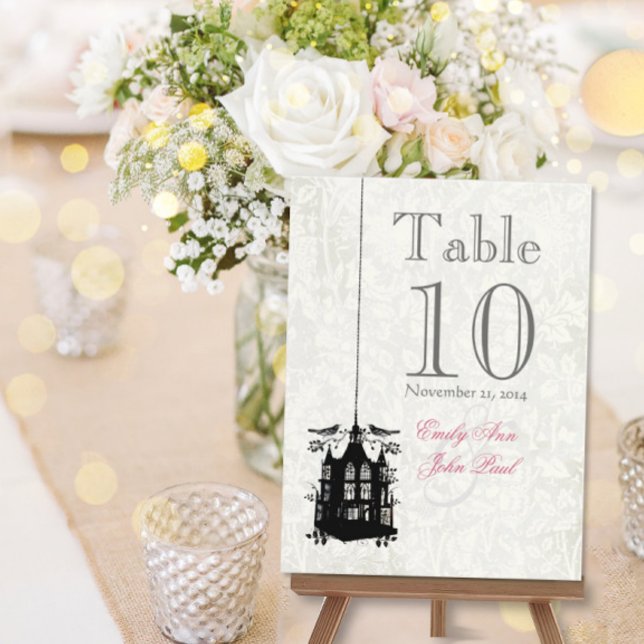 Cartes de numéros de table de mariage Cage à oisea (Créateur téléchargé)