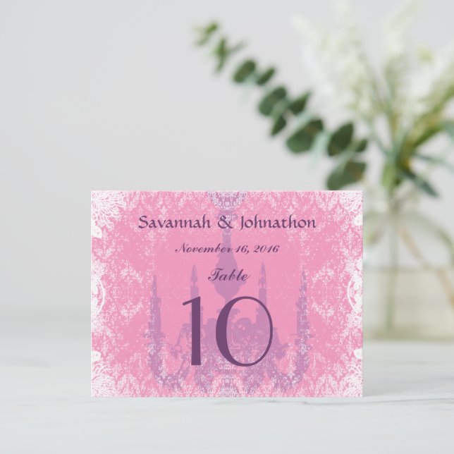 Cartes de Numéros de Table de Mariage Chandeliers  (Debout devant)
