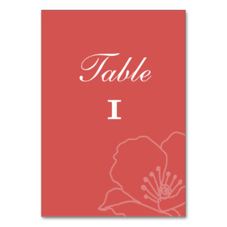 Cartes de numéros de table de mariage coquelicots