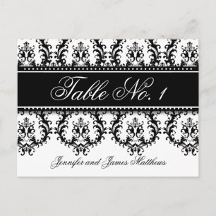 Cartes de Numéros de Table de Mariage Damassé Noms
