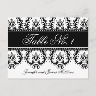 Cartes de Numéros de Table de Mariage Damassé Noms