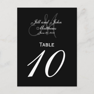 Cartes de numéros de table de Mariage de monogramm