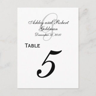 Cartes de numéros de table de Mariage de monogramm