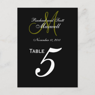 Cartes de numéros de table de Mariage de monogramm