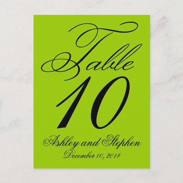 Cartes de numéros de table de mariage élégantes ve (Devant)