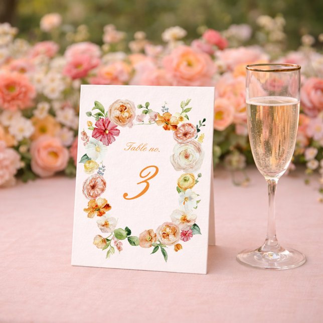 Cartes de numéros de table de mariage floral Ranun (Créateur téléchargé)