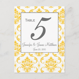 Cartes de numéros de table de mariage gris damas j