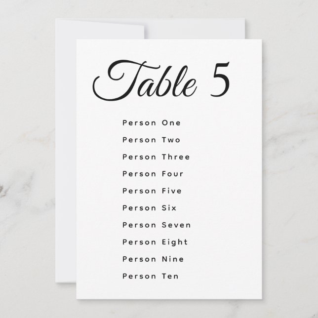 Cartes de numéros de table de mariage moderne avec (Devant)
