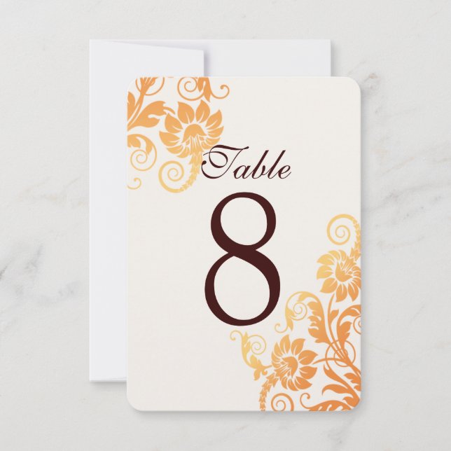 Cartes de numéros de table personnalisables ombrée (Devant)