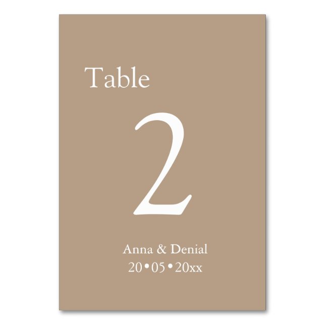 Cartes de numéros de table taupe pâle (Par défaut)