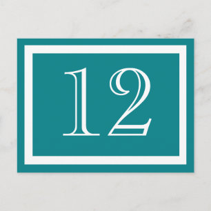 Cartes de numéros de table turquoises
