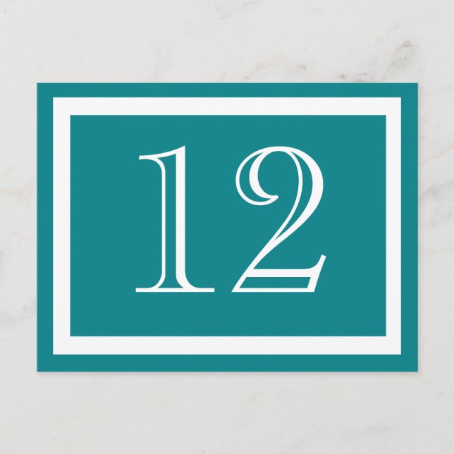 Cartes de numéros de table turquoises (Devant)