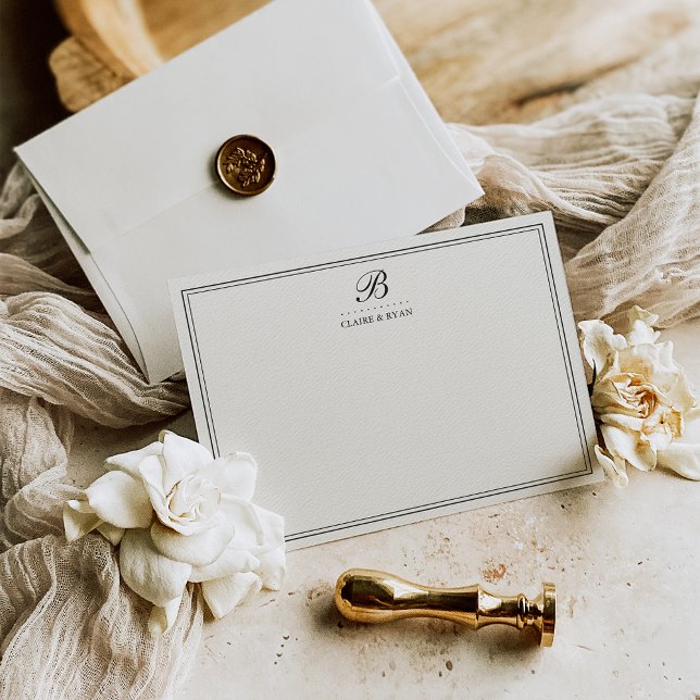 Cartes de papeterie à monogramme de mariage en écr (Créateur téléchargé)