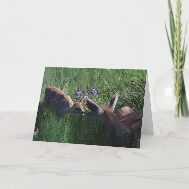 Cartes de papeterie Deer Doe et Fawn vides à l'int (Devant)