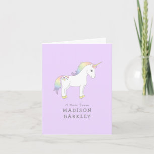Cartes de papeterie pastel pour enfants licorne mi