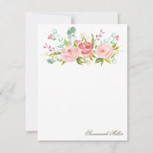 Cartes de papier à lettres personnalisées rose Gar