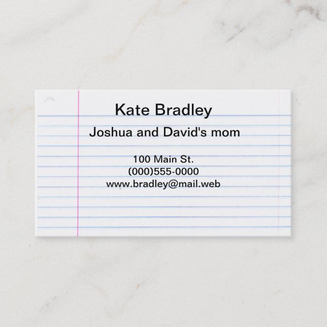 Cartes de papier de contact de "carnet" (Devant)