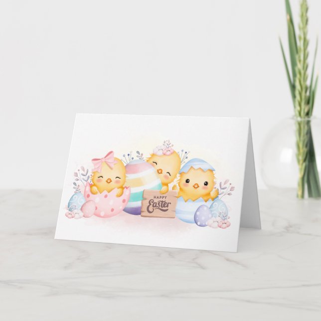 Cartes de Pâques Cute Chicks Oeufs Drôle Carte de  (Devant)