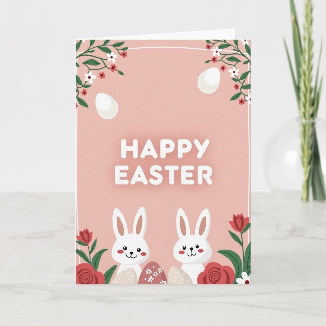 Cartes de Pâques Lapins de Printemps (Devant)
