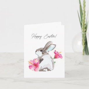 Cartes de Pâques Rose Floral et Bunny