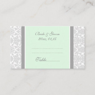 Cartes de paramètres de table Mint Mariage damassé