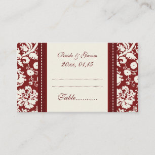 Cartes de paramètres de table Red Mariage damassé