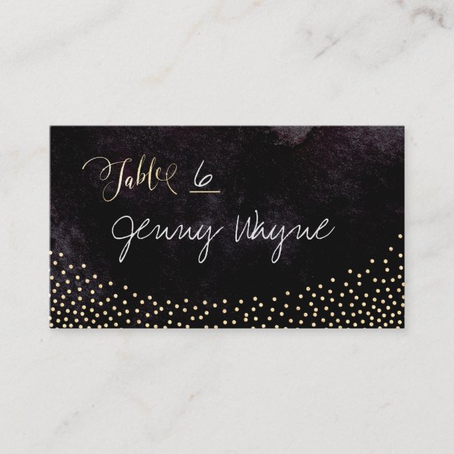 Cartes de parties scintillant en faux or noir glam (Devant)