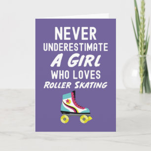Cartes de patineuse à roulettes rose mignon pour b