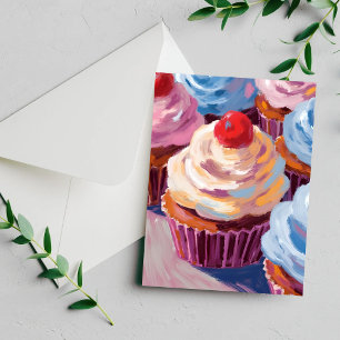 Cartes de peinture Joyeux Anniversaire Cupcakes Ce