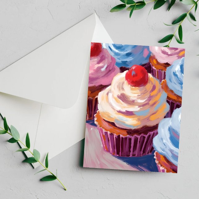 Cartes de peinture Joyeux Anniversaire Cupcakes Ce (Créateur téléchargé)