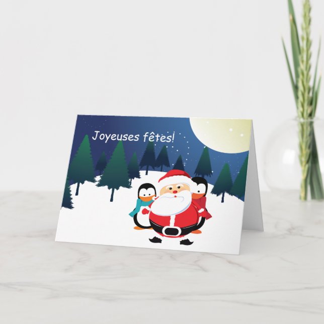 Cartes de Père Noël et de Manchot le père noël (Devant)