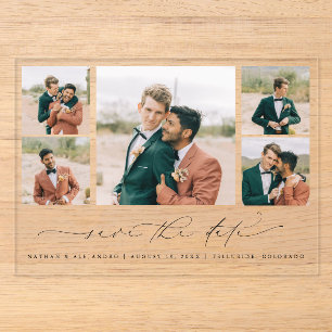 Cartes de photo « Save the Date » en acrylique cla
