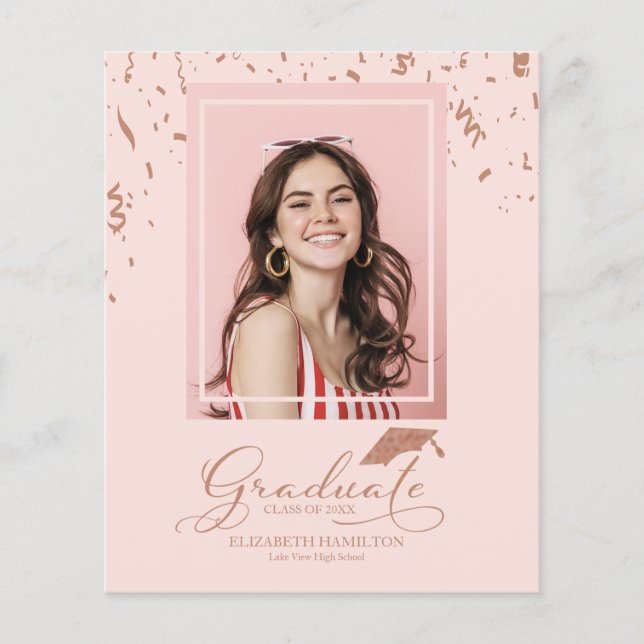 Cartes de photos d'annonce de diplômé à budget (Devant)