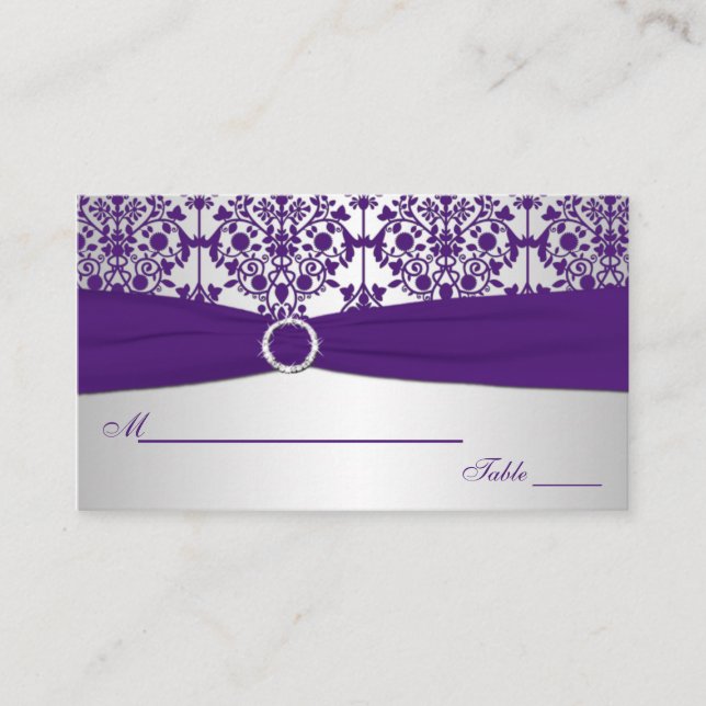Cartes de place Argent et Violet Damas (Devant)
