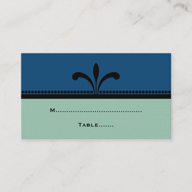 Cartes de Place Art Déco Bleu/Jade (Devant)