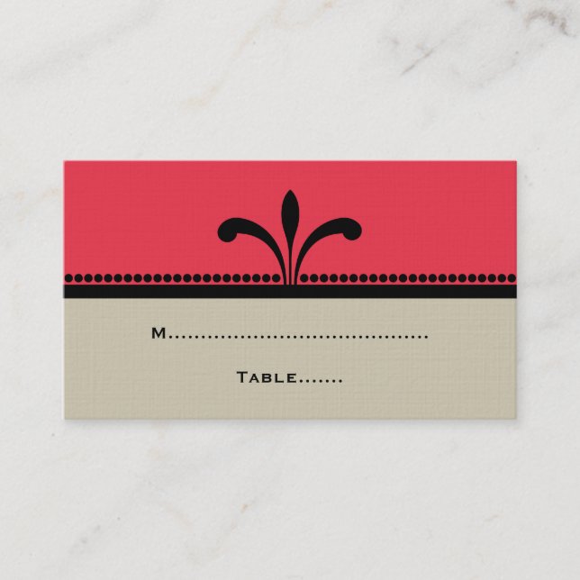 Cartes de Place Art Déco Rouge/Beige (Devant)