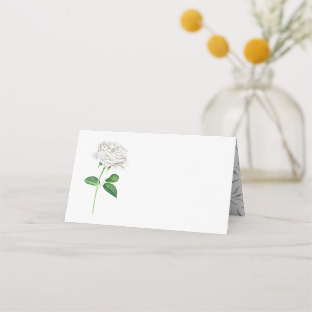 Cartes de place blanches Rose blanche (Devant)
