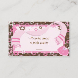 Cartes de place de la table de Bat mitzvah rose et