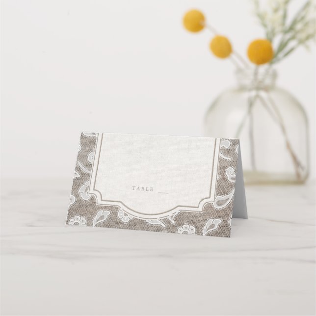 Cartes de place de mariage campagnard rustique den (Devant)