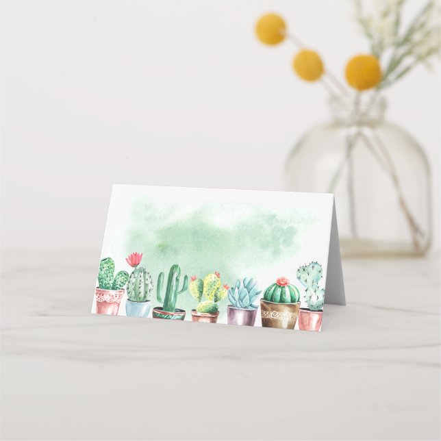 Cartes de place des cactus aquarelle (Devant)
