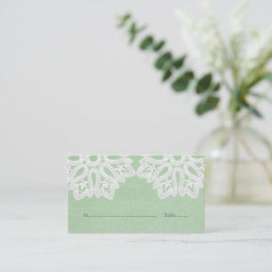 Cartes de place élégantes en dentelle verte