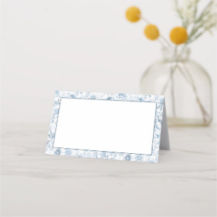 Cartes de place élégantes et fleuries bleu poussié