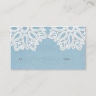 Cartes de place en dentelle Bleu Élégant