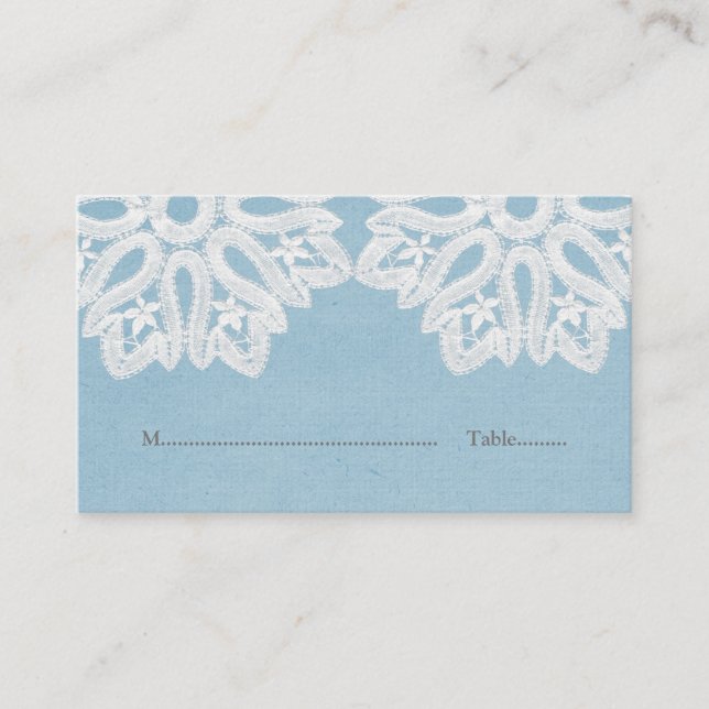 Cartes de place en dentelle Bleu Élégant (Devant)