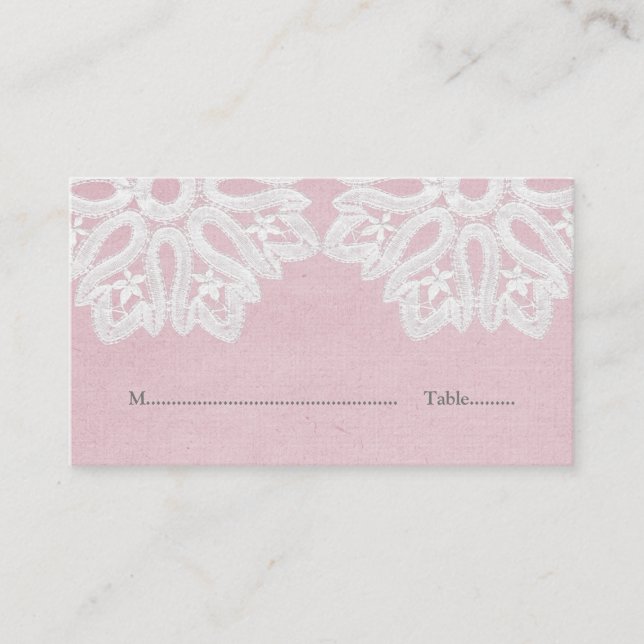 Cartes de place en dentelle rose (Devant)