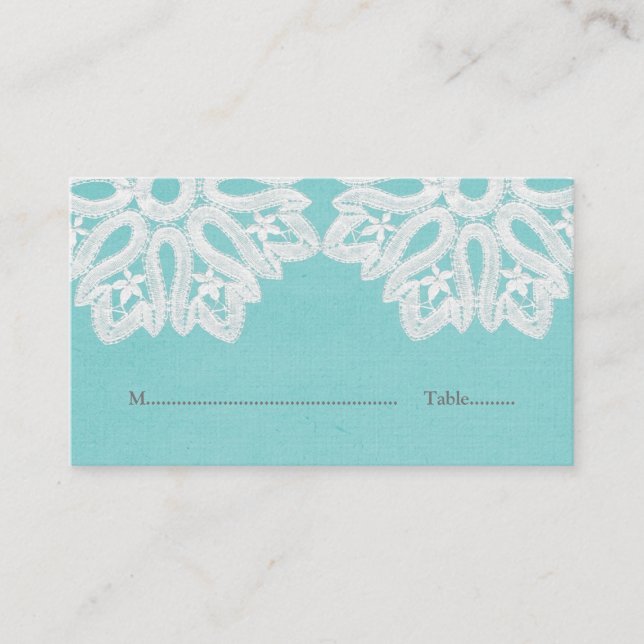 Cartes de place en dentelle turquoise (Devant)