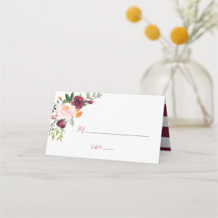Cartes de Place Florales de Marsala Rouge Bourgogn