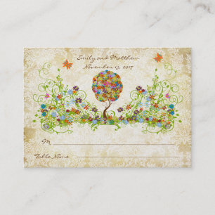 Cartes de place florales en écaille de forêt encha