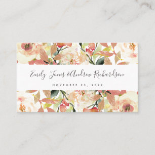 CARTES DE PLACE FLORALES ROSES ROSES PEACH BLEU